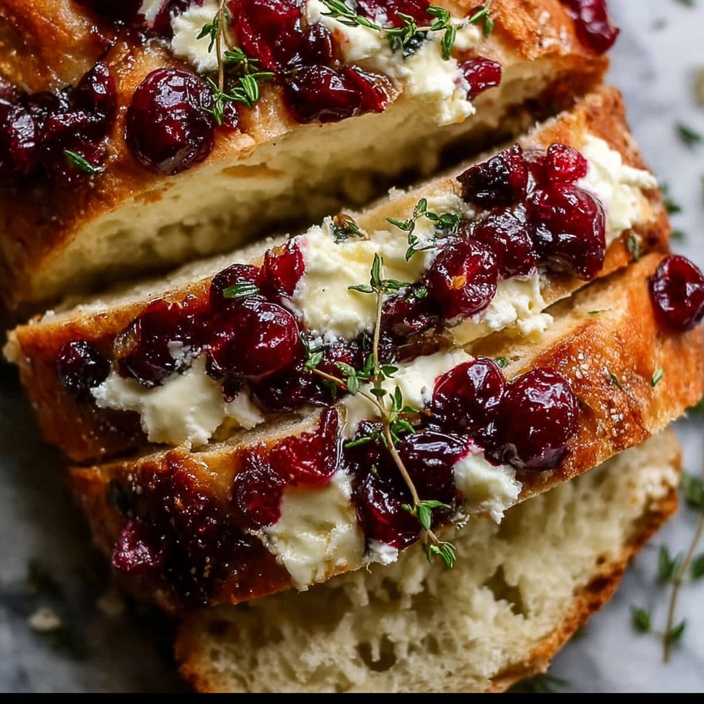 Garlic Herb Sourdough Bread Stuffed with Brie & Cranberry Recipe - Recipe Image