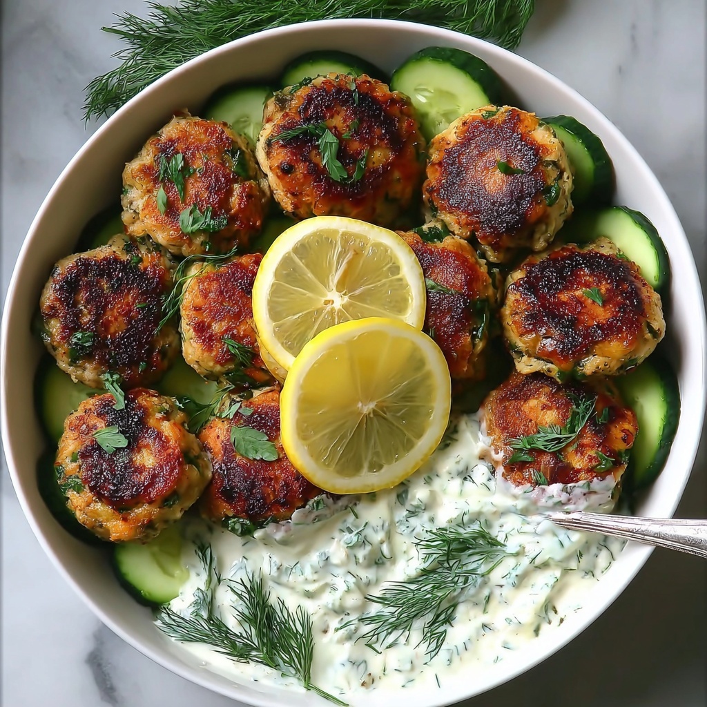 Greek Chicken Meatballs with Homemade Tzatziki Sauce Recipe - Recipe Image