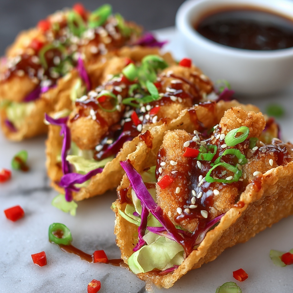 Crispy Chicken Wonton Tacos Recipe - Recipe Image