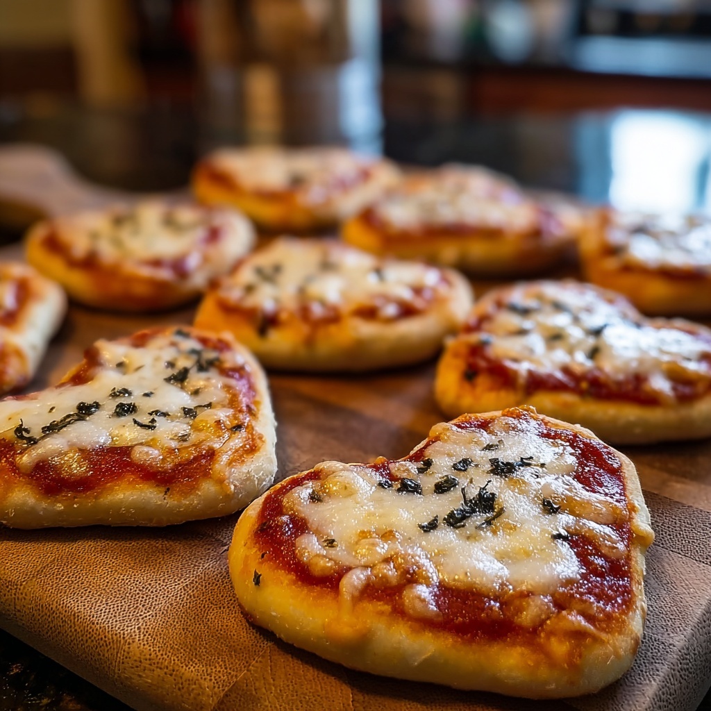Heart-Shaped Mini Pizzas Recipe - Recipe Image