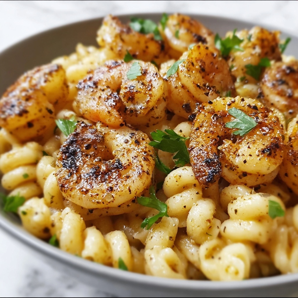 Blackened Shrimp Cavatappi with Creamy Tomato Parmesan Sauce Recipe - Recipe Image