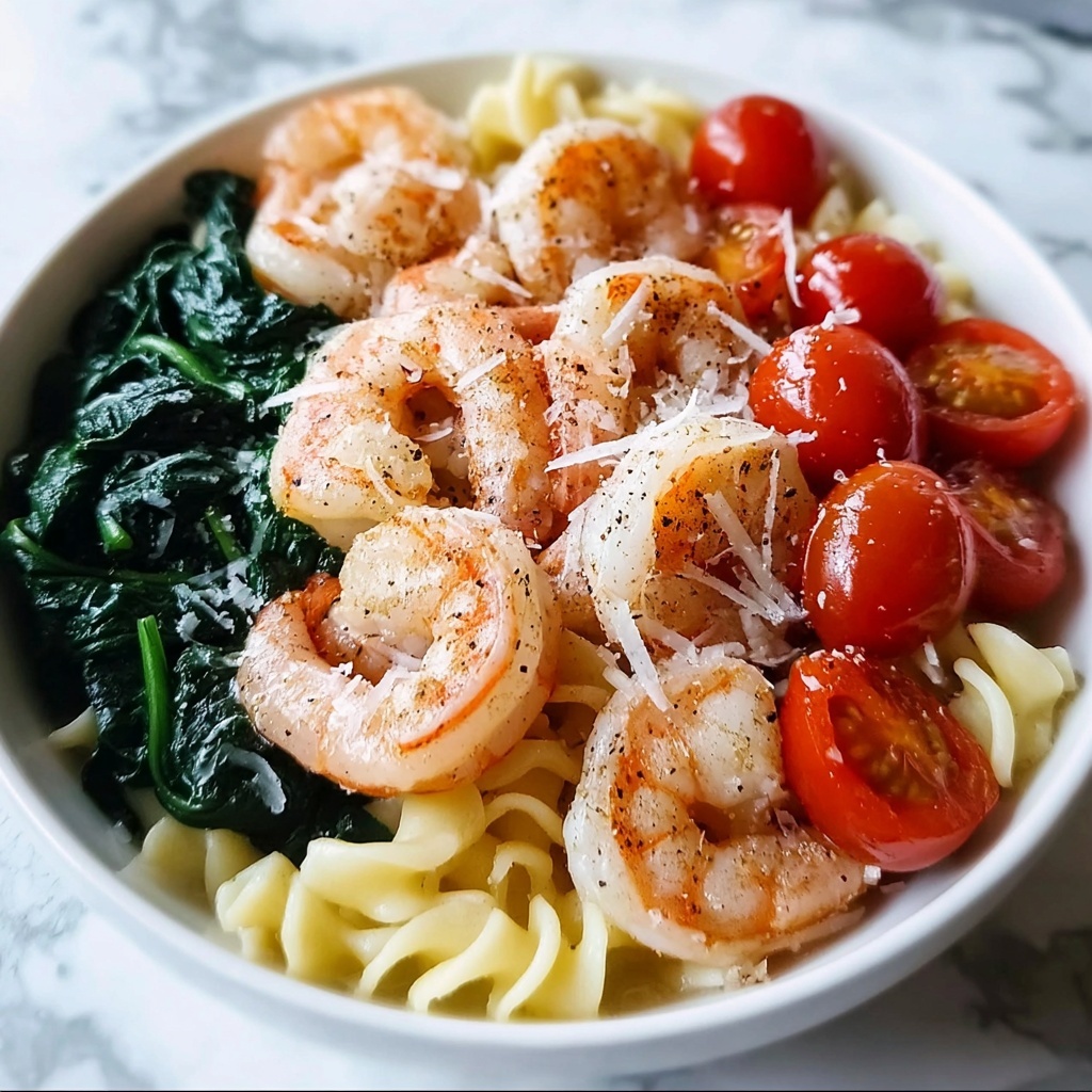 Tomato Spinach Shrimp Pasta Recipe - Recipe Image