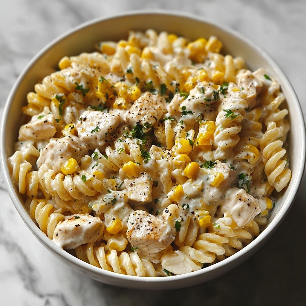 Creamy Chicken and Corn Pasta Recipe - Recipe Image