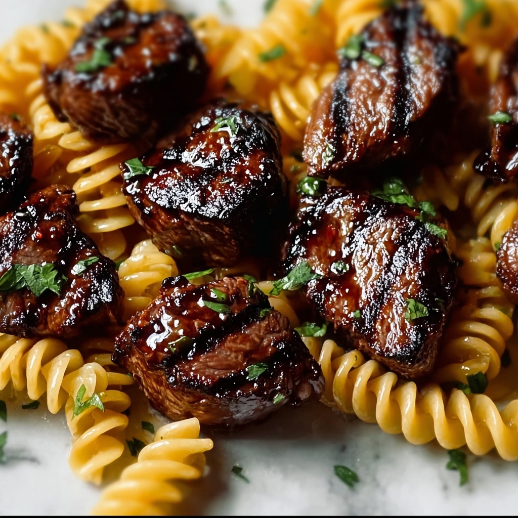 Sticky Honey Garlic Steak and Rotini Recipe - Recipe Image