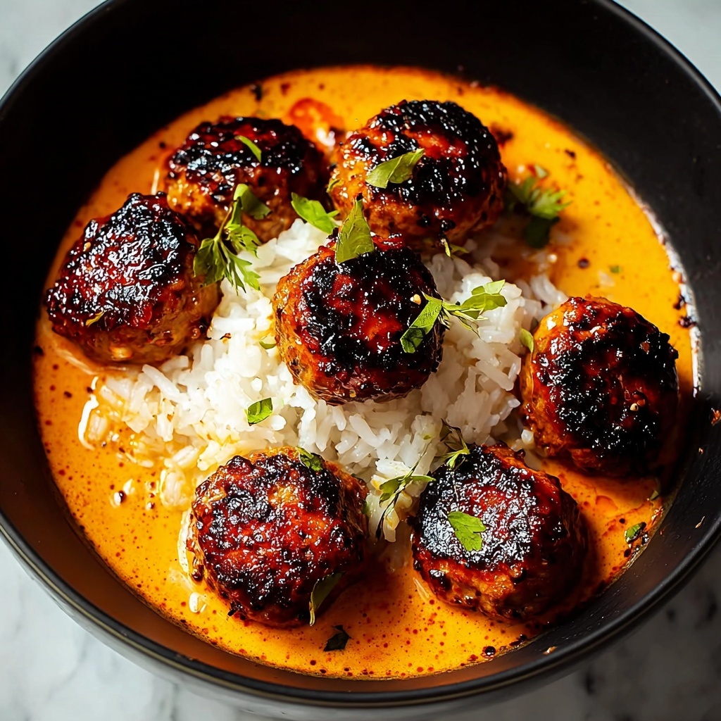 Creamy Coconut Gochujang Chicken Meatballs Recipe - Recipe Image