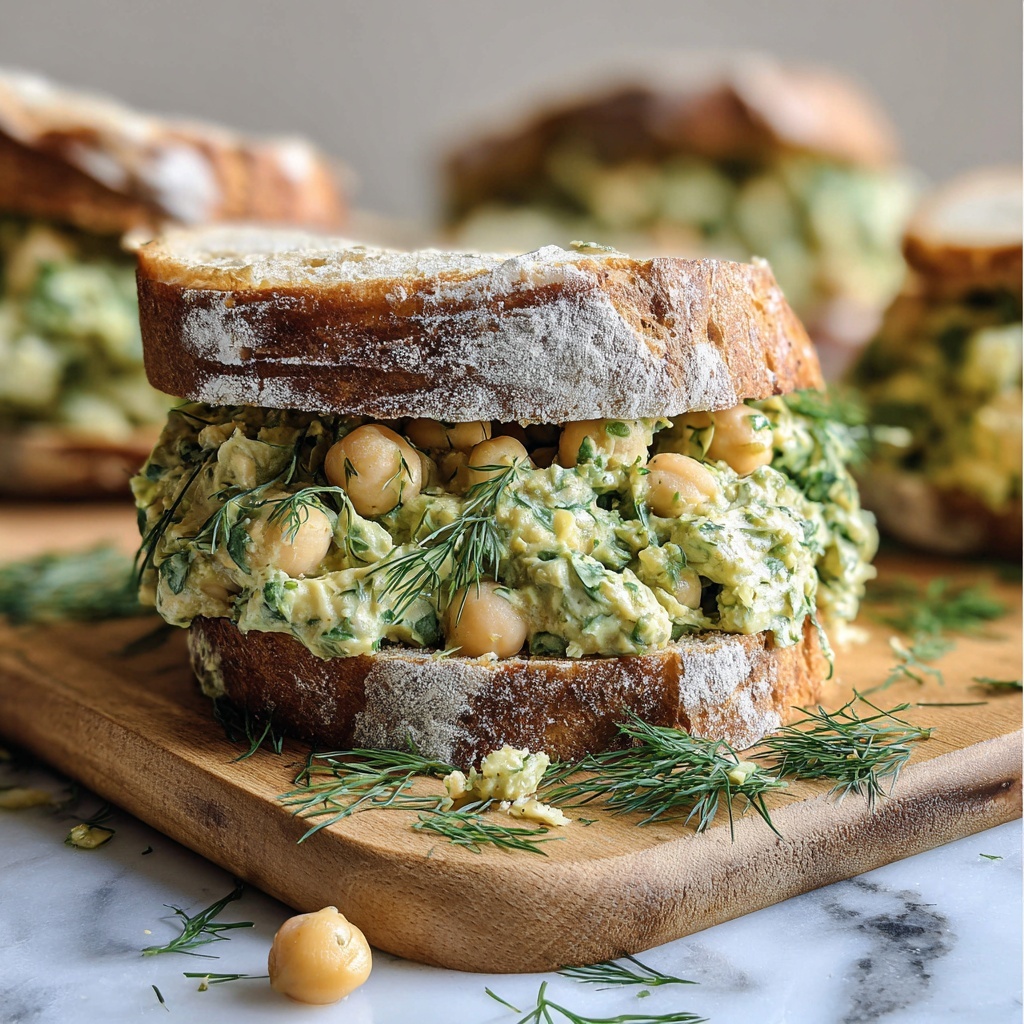 Smashed Chickpea Avocado Dill Pickle Sandwiches Recipe - Recipe Image