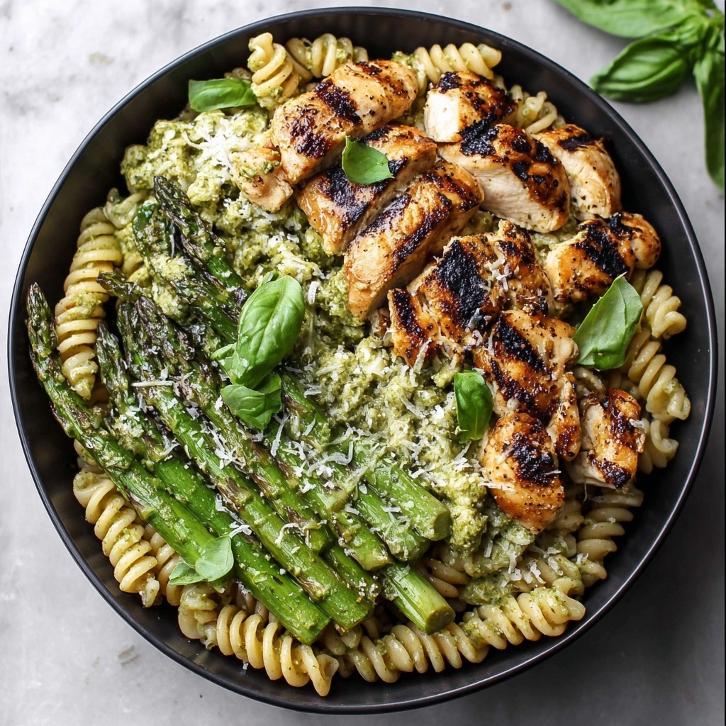 Grilled Chicken Asparagus Pasta with Lemon and Parmesan Recipe - Recipe Image