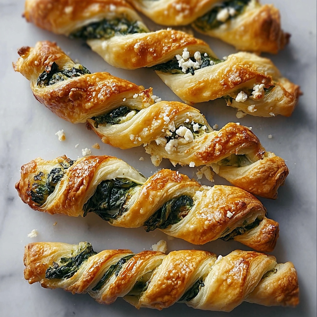 Spinach and Feta Puff Pastry Twists Recipe - Recipe Image