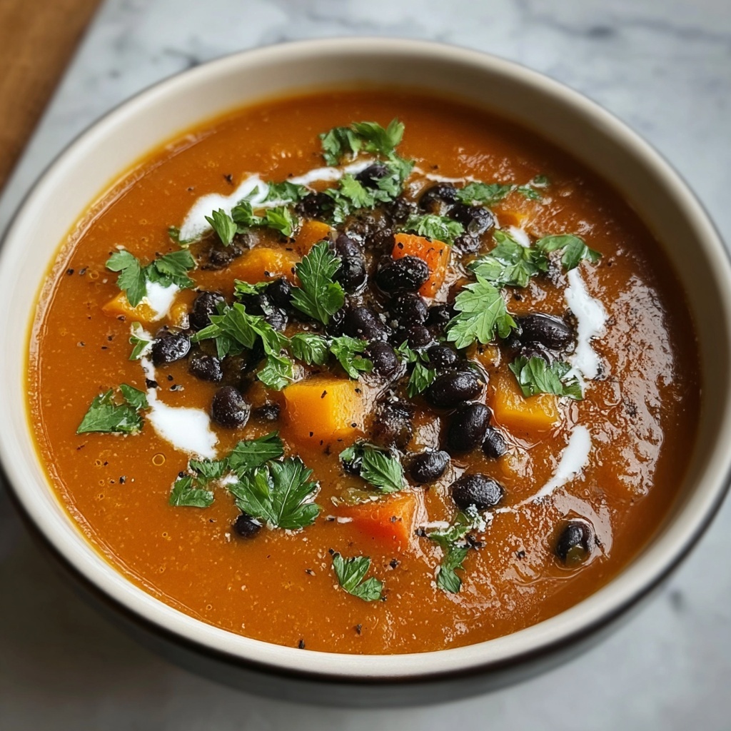 Black Bean Pumpkin and Butternut Squash Soup with Cream Cheese Recipe - Recipe Image