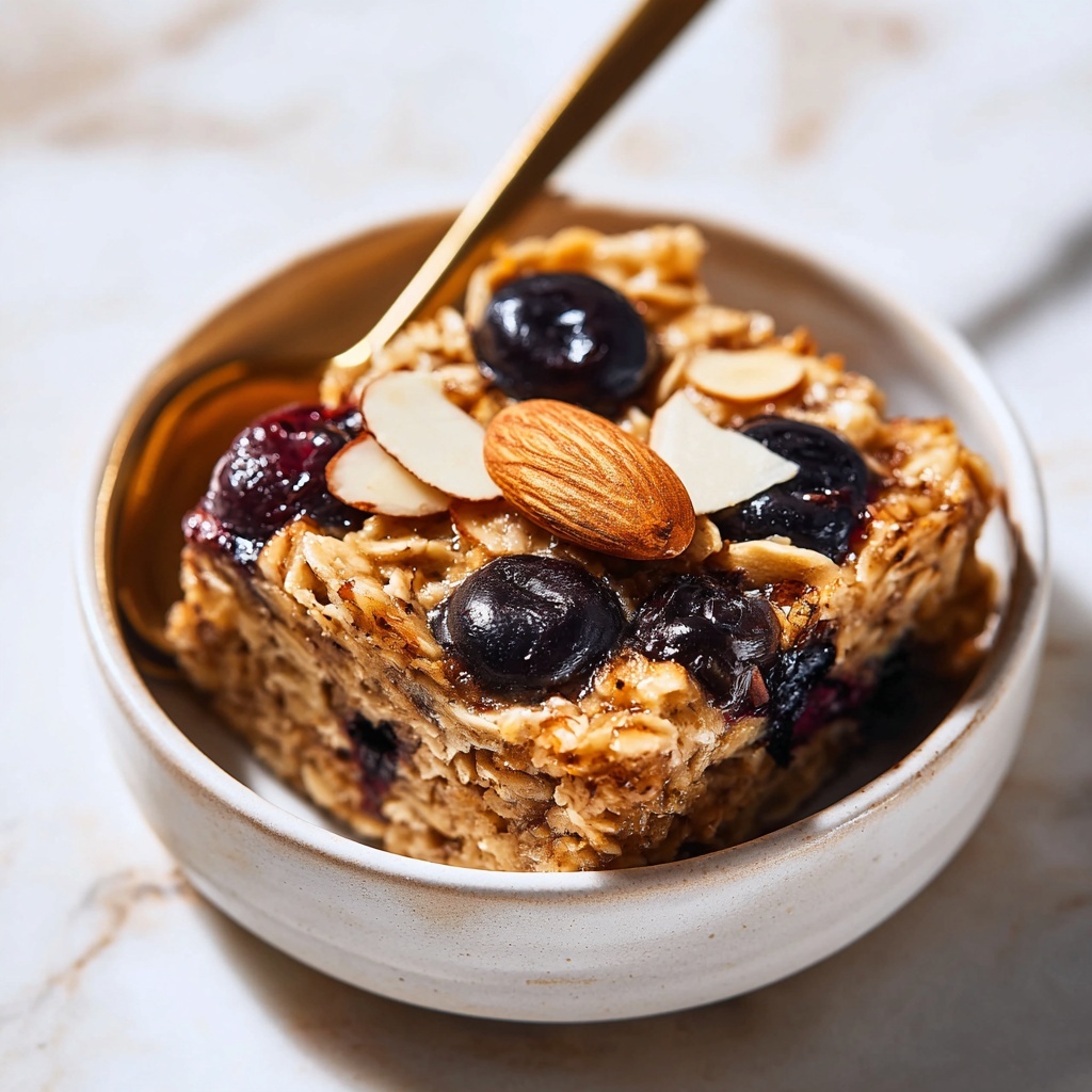 Baked Oats with Blueberries and Almonds Recipe - Recipe Image
