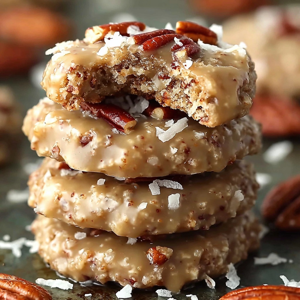 No-Bake Coconut Pecan Praline Cookies Recipe - Recipe Image