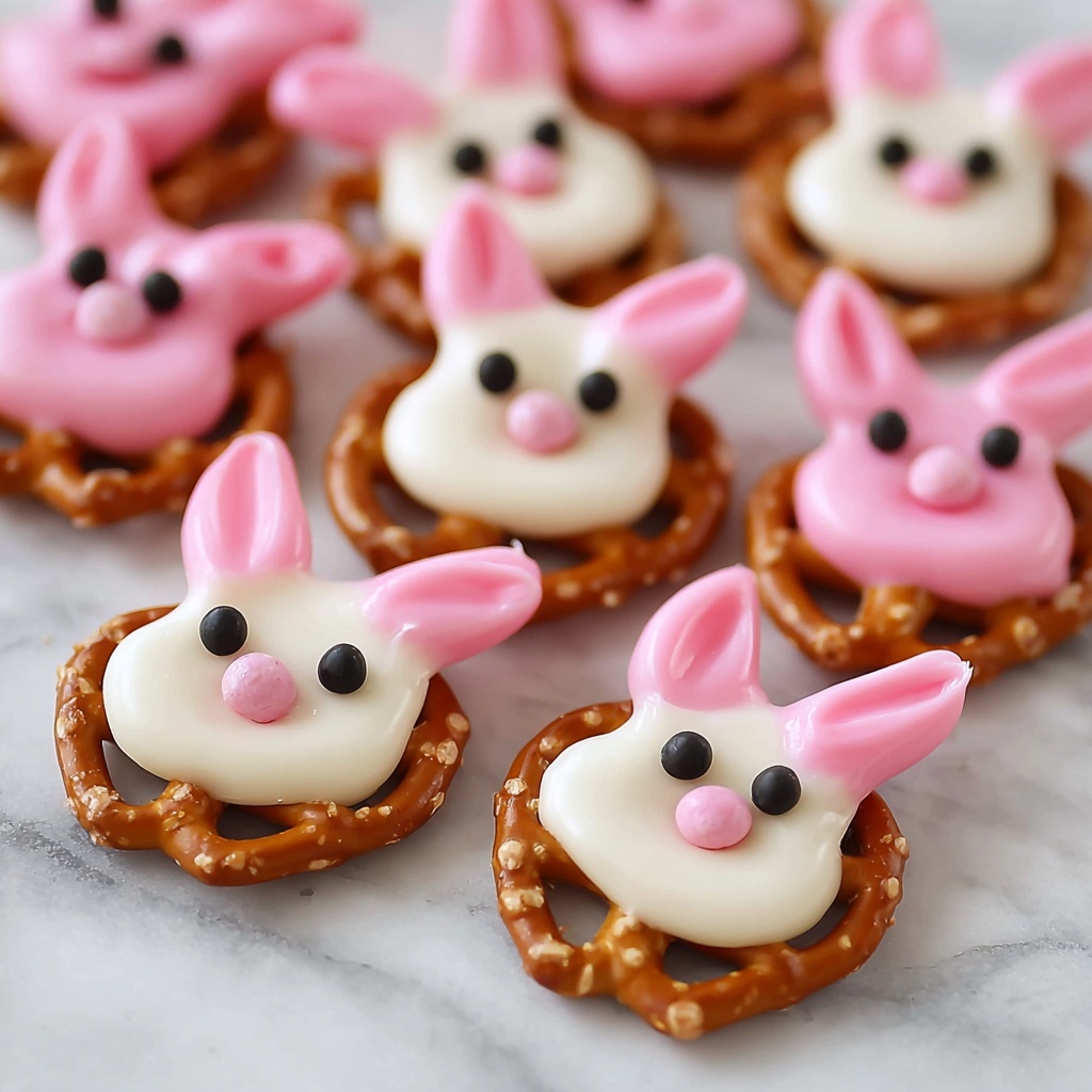 Pink Bunny Pretzels with White Chocolate and Decorated Details Recipe - Recipe Image