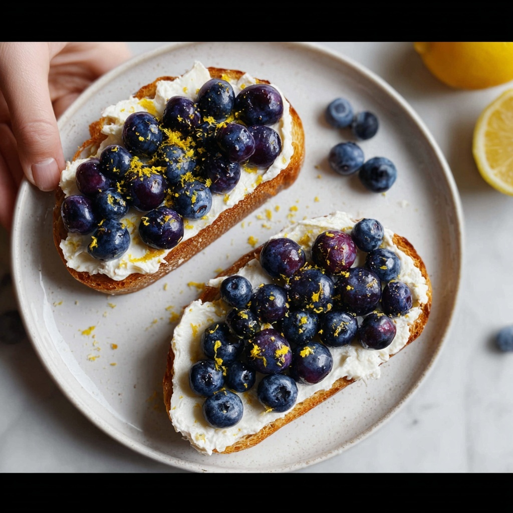Lemon Blueberry Ricotta Toast With Honey Recipe - Recipe Image