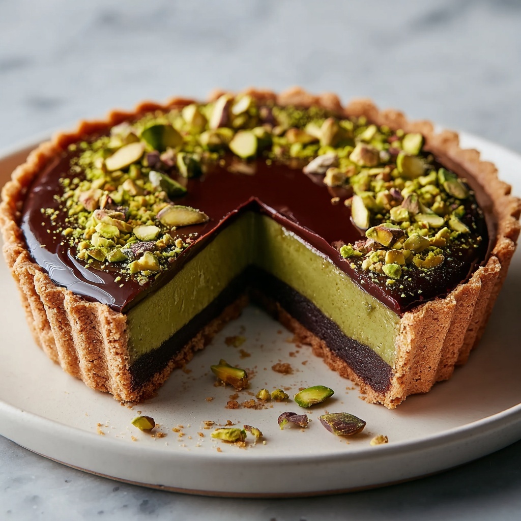 Chocolate Pistachio Ganache Tart Recipe - Recipe Image