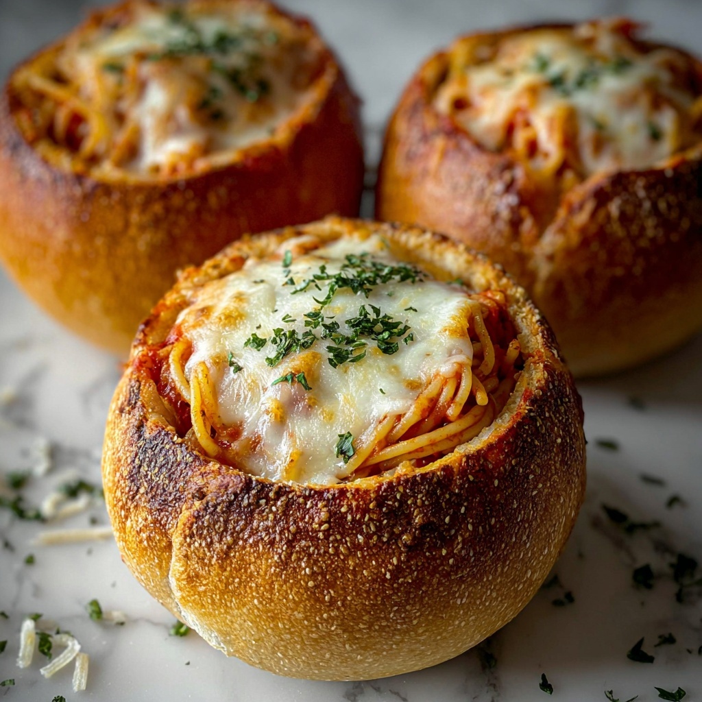 Spaghetti Garlic Bread Bowls: A Delicious Twist on Classic Comfort Food Recipe - Recipe Image