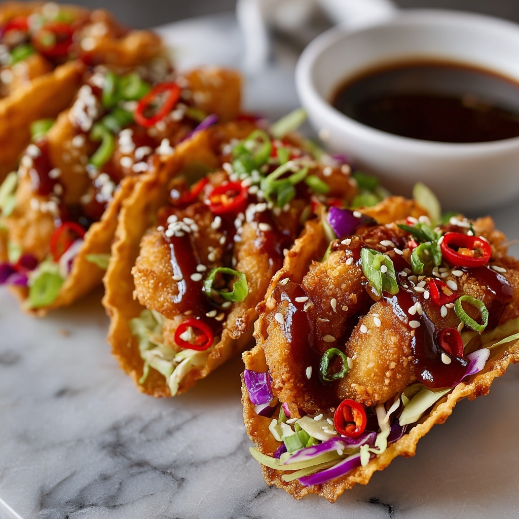 Crispy Chicken Wonton Tacos Recipe - Recipe Image