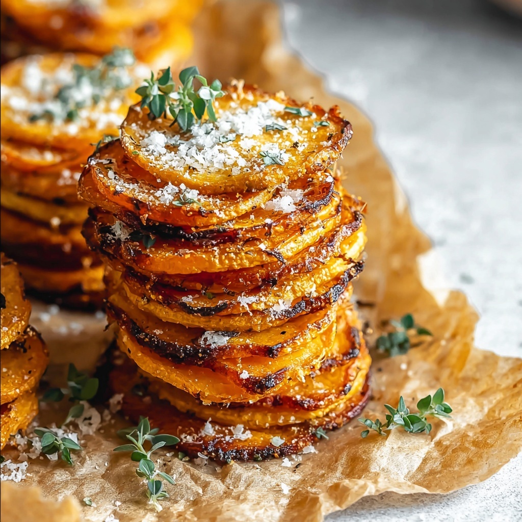 Crispy Parmesan Thyme Sweet Potato Stacks Recipe - Recipe Image