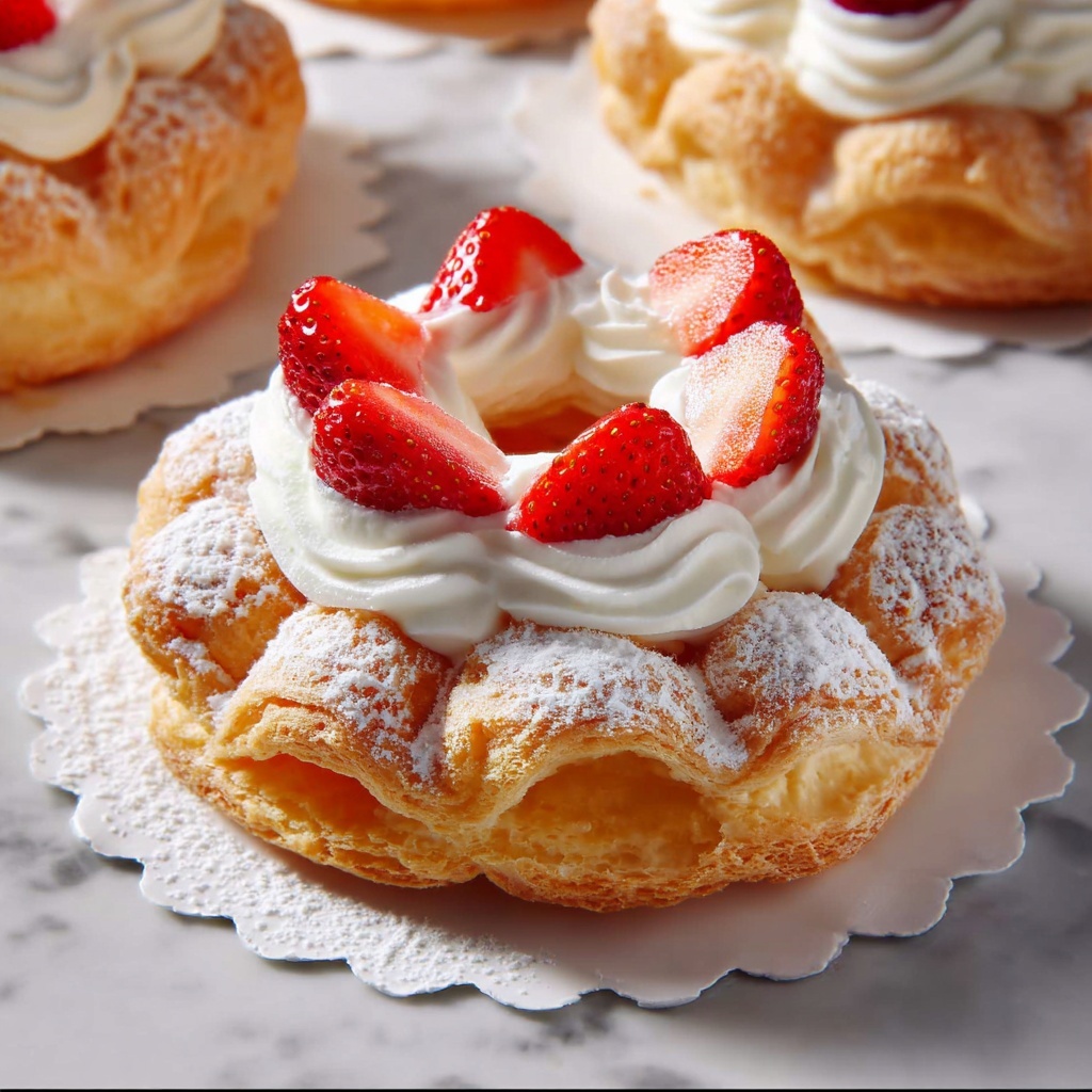 Paris-Brest Pastry with Whipped Cream and Strawberries Recipe - Recipe Image
