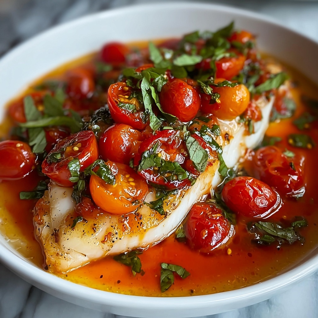 Pan-Seared Mediterranean Cod in Tomato Basil Sauce Recipe - Recipe Image