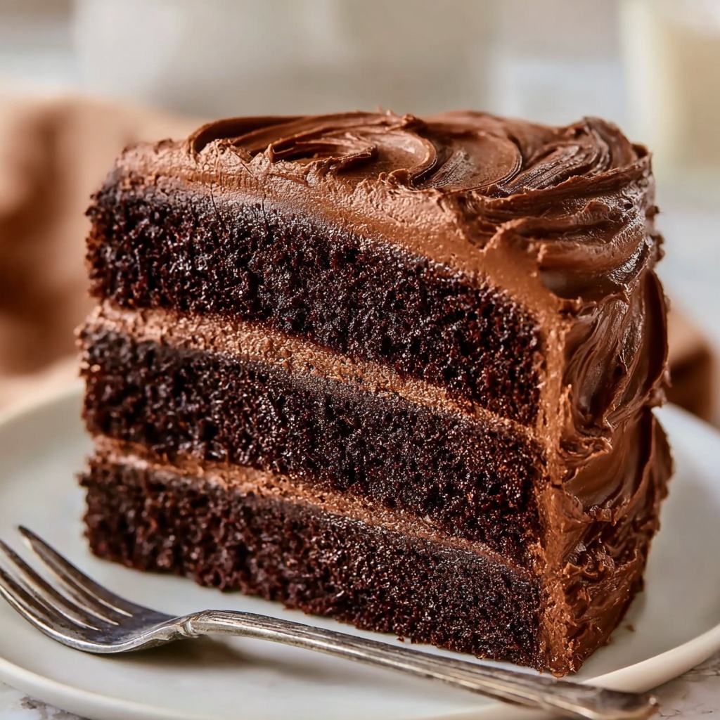 Homemade Chocolate Cake with Rich Chocolate Frosting Recipe - Recipe Image