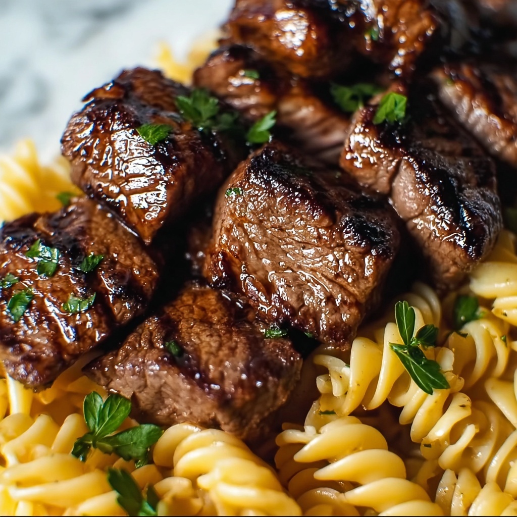 Sticky Honey Garlic Steak and Rotini Recipe - Recipe Image