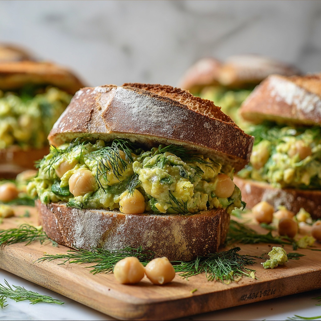 Smashed Chickpea Avocado Dill Pickle Sandwiches Recipe - Recipe Image