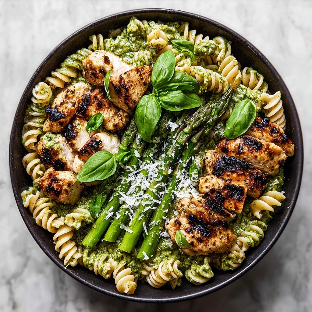 Grilled Chicken Asparagus Pasta with Lemon and Parmesan Recipe - Recipe Image