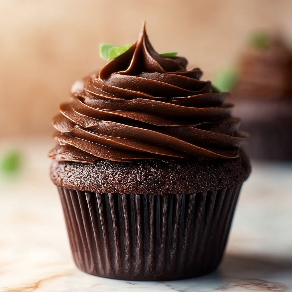 Double Chocolate Cupcakes with Rich Ganache and Fudge Frosting Recipe - Recipe Image