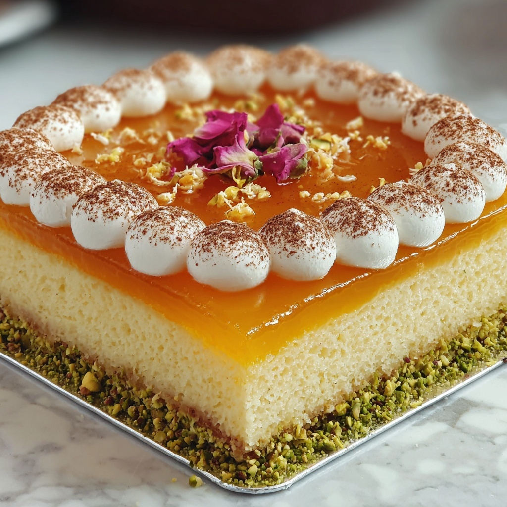 Semolina Cake with Whipped Cream and Toasted Almonds Recipe - Recipe Image