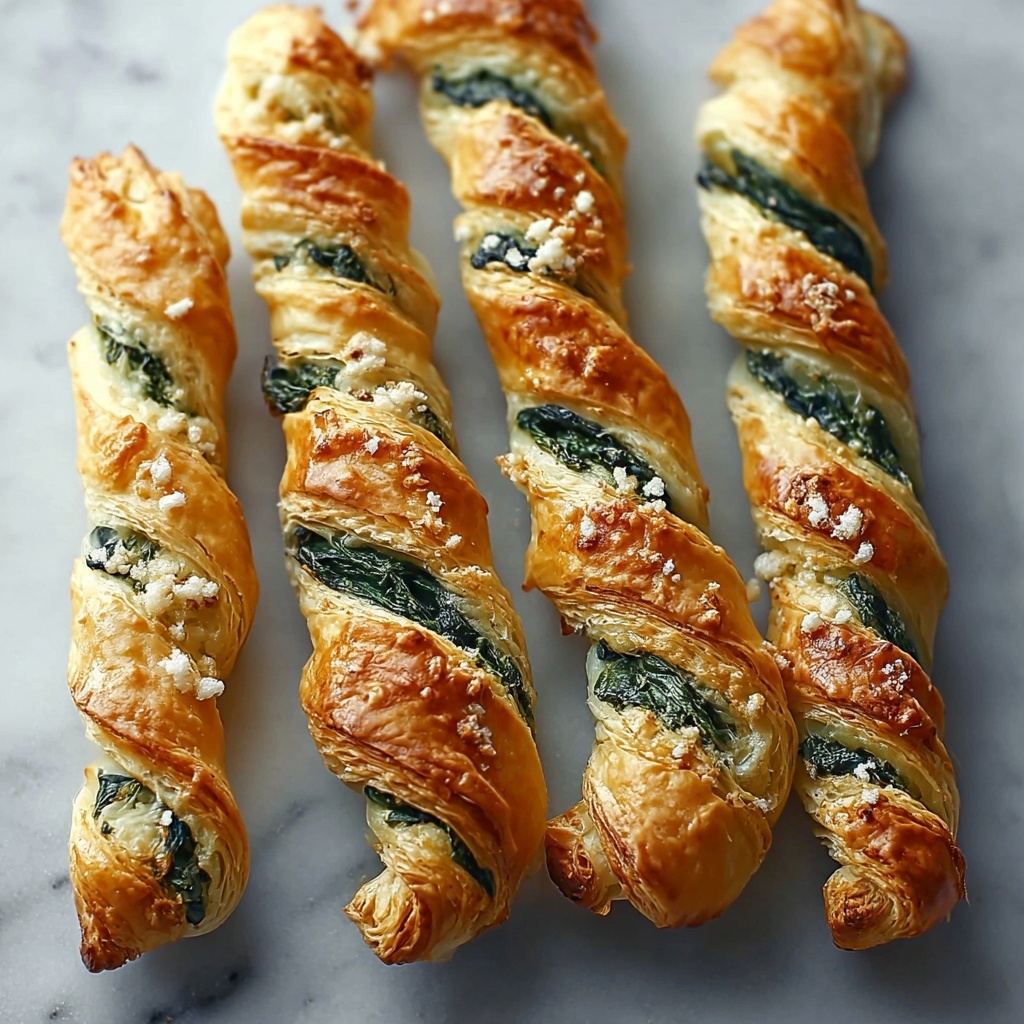 Spinach and Feta Puff Pastry Twists Recipe - Recipe Image