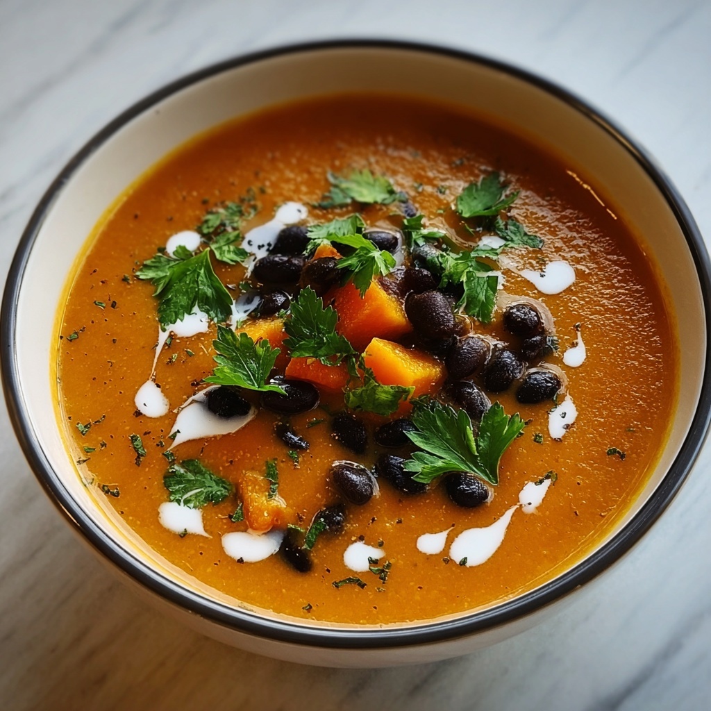 Black Bean Pumpkin and Butternut Squash Soup with Cream Cheese Recipe - Recipe Image