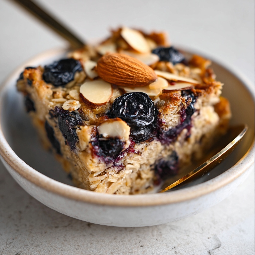 Baked Oats with Blueberries and Almonds Recipe - Recipe Image