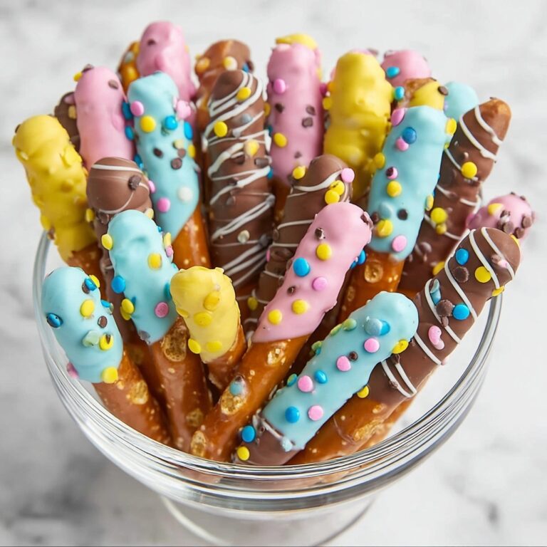 Easter Pretzel Rods with White Chocolate, Candy Melts, and Pastel M&Ms Recipe