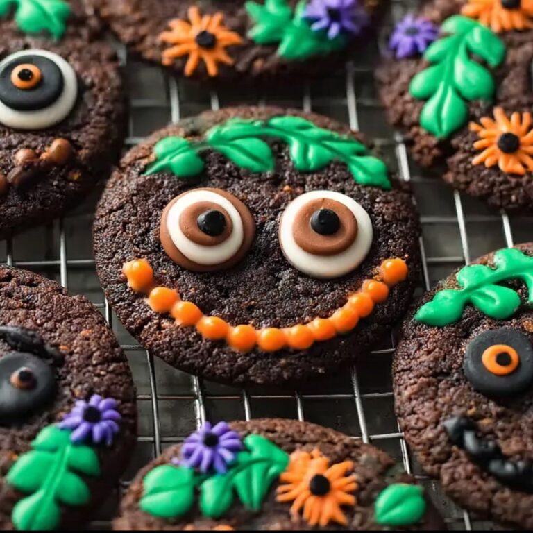 Halloween Black Cocoa Cookies with M&Ms and Candy Eyeballs Recipe