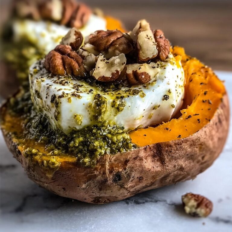 Stuffed Sweet Potatoes with Burrata, Toasted Walnuts & Sage Pesto Recipe