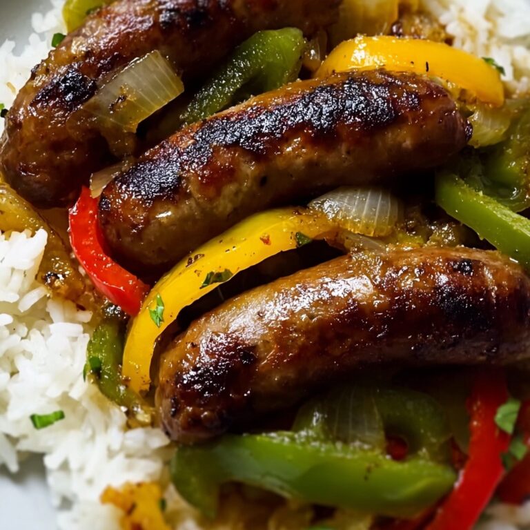 Beef Smoked Sausage with Onion and Bell Peppers over Rice Recipe
