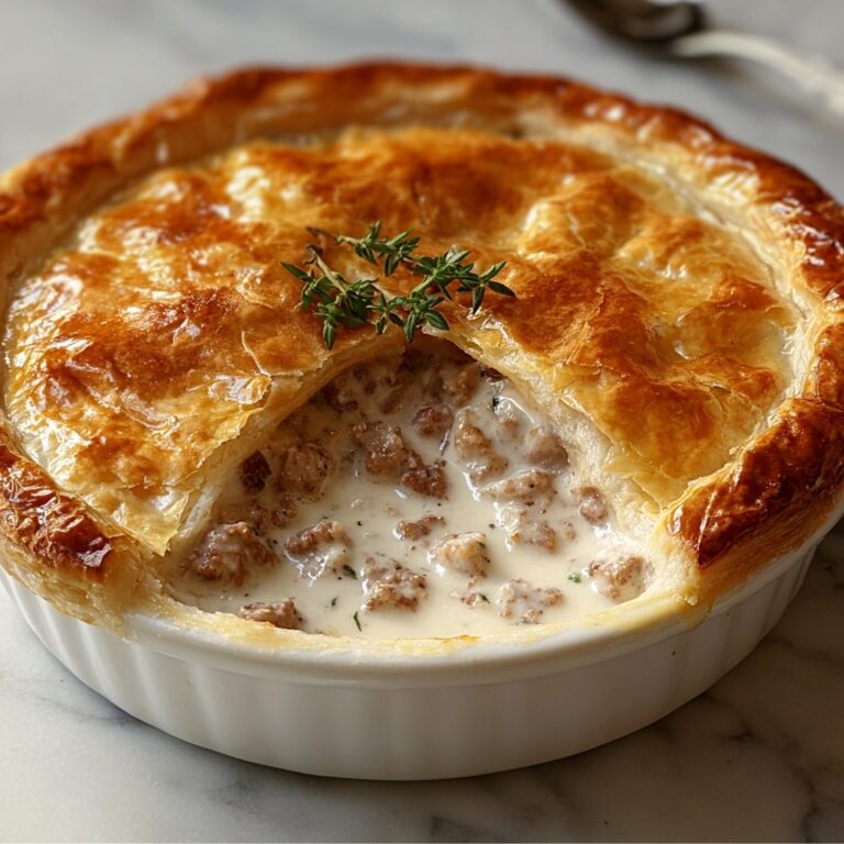 Creamy Sausage Pie with Flaky Puff Pastry Recipe