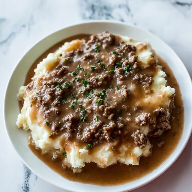 Ground Beef and Gravy Over Creamy Mashed Potatoes Recipe