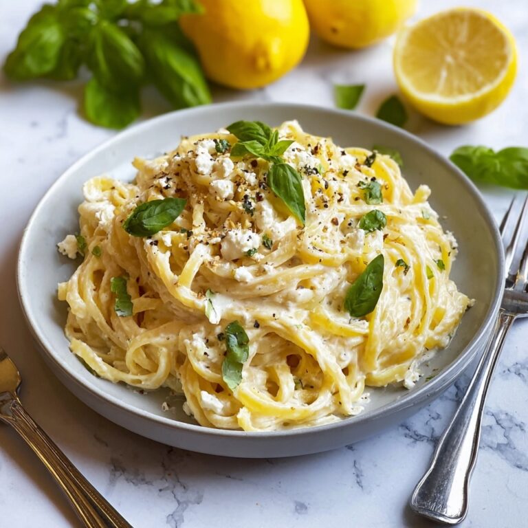 Creamy Lemon Feta Pasta with Asparagus Recipe