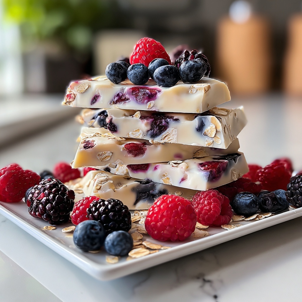 Frozen Yogurt Bark with Mixed Berries and Granola Recipe - Recipe Image