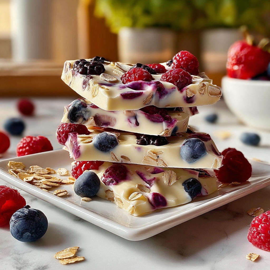 Frozen Yogurt Bark with Mixed Berries and Granola Recipe - Recipe Image