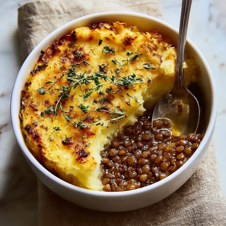 Vegan French Onion Shepherd’s Pie with Lentils & Cauliflower Potato Mash Recipe
