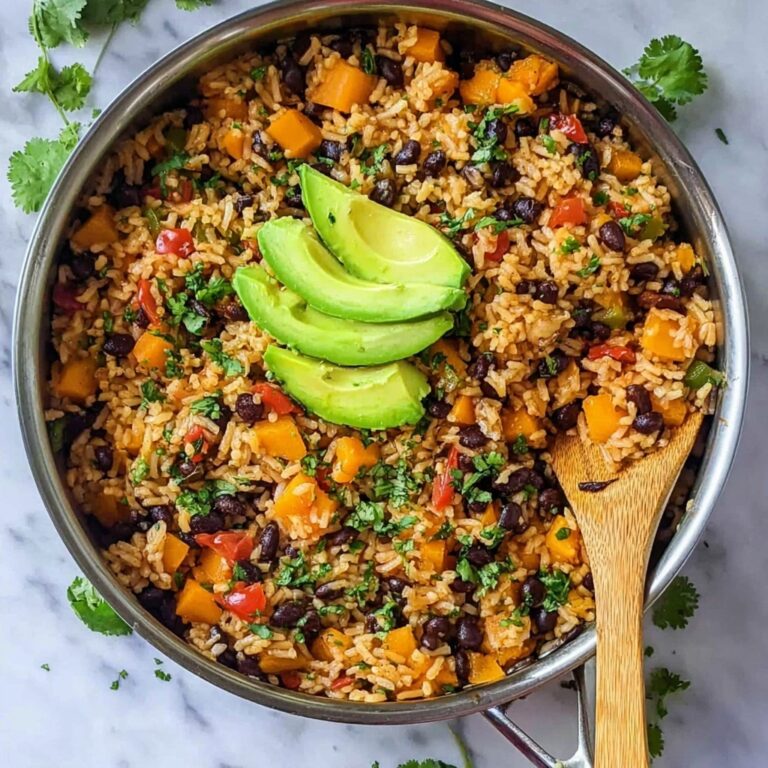Southwest Sweet Potato Black Bean & Rice Skillet Recipe